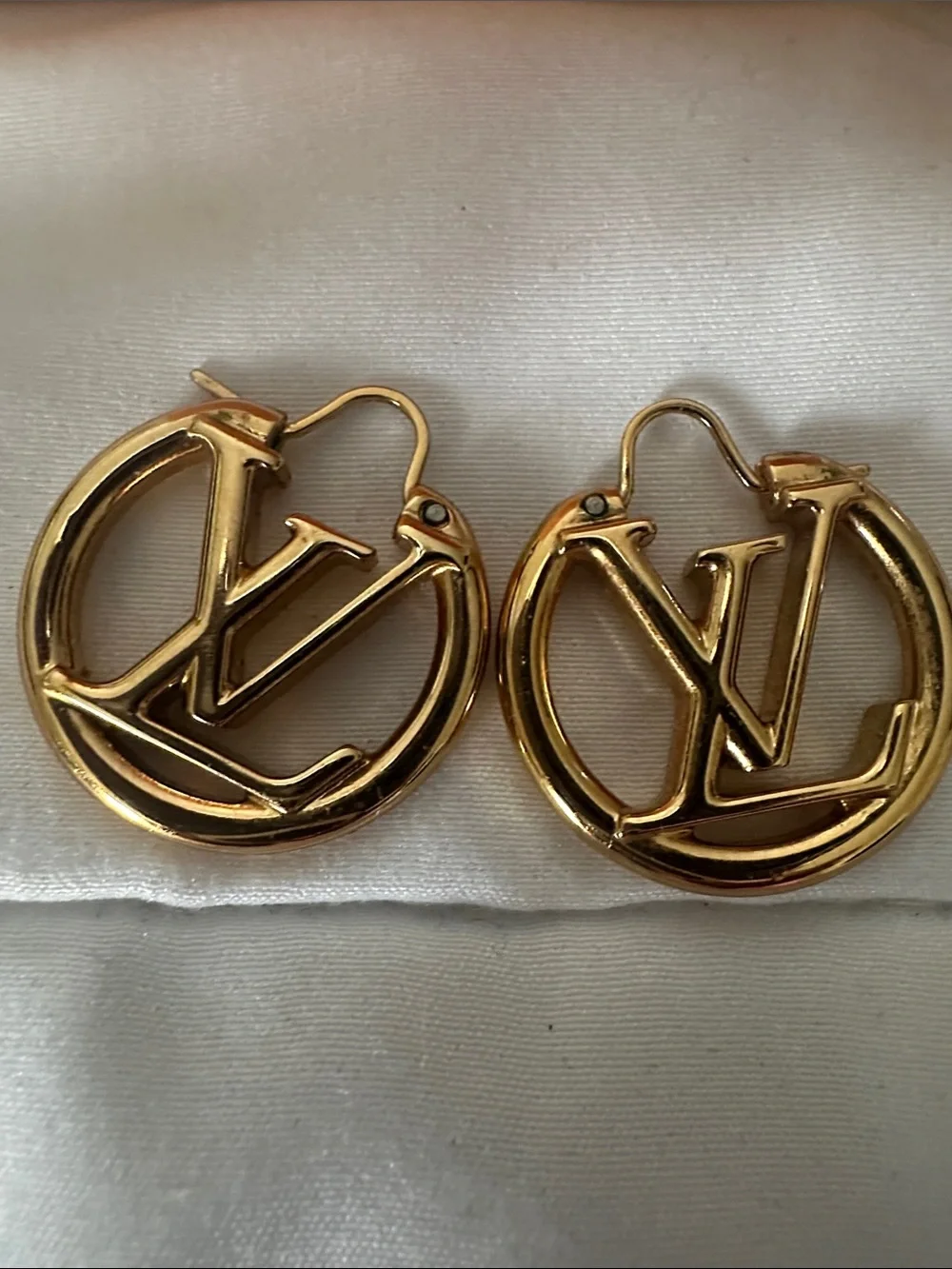 Authentic Louis Vuitton Gold LV Hoop Earrings